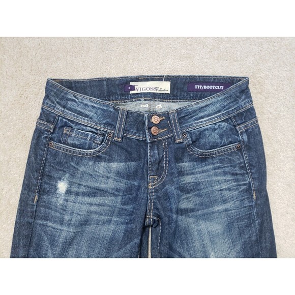 Vigoss Bootcut Stone Wash Distress Women Denim Blue Jean Size 3 - Picture 3 of 10